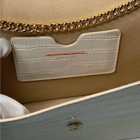 Alexander McQueen Small Skull Croc-Embossed Shoulder Bag - Picture 10 of 12